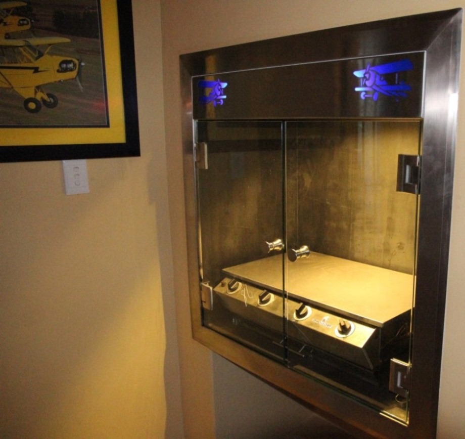 custom made stainless steel griller cabinet with backlight