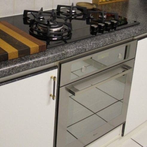 glass top gas hob and electrical oven
